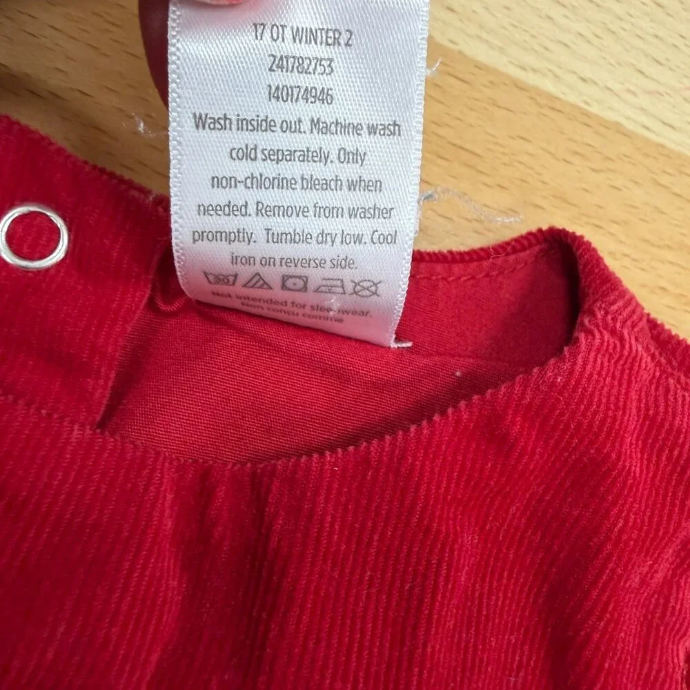 Gymboree Baby Girl Christmas Jumper Dress 6-12 Months Red Candy Cane Corduroy